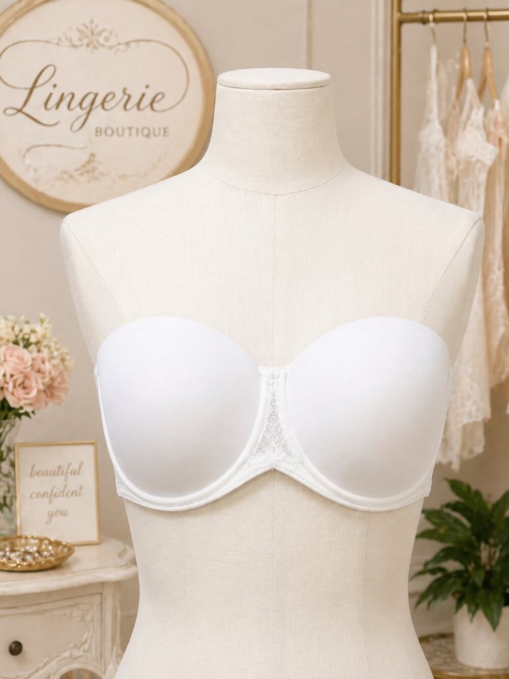 Vanity Fair Strapless Convertible Bra 44DDD 44F White Underwire Smoothing NWOT